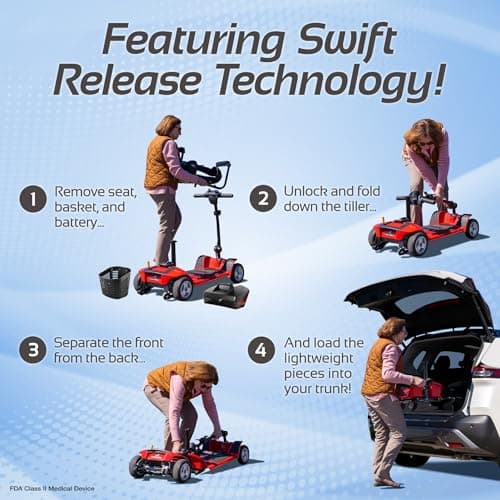 Rascal Venture 4-Wheel Portable Mobility Scooter for Travel, Easy Disassembly, Compact Design, 300 lb Capacity, Battery Included 5