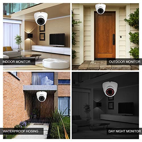 Analog CCTV Camera HD 1080P 4-in-1 (TVI/AHD/CVI/CVBS) Security Dome Camera Outdoor, 2.8mm-12mm Manual Focus/Zoom Varifocal Lens, Weatherproof Metal Housing 36 IR-LEDs Day & Night Monitoring (White) 5