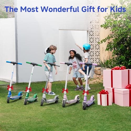 isinwheel S4 Electric Scooter for Kids Ages 6-14, 200W Foldable Kids Electric Scooter with 3 Speeds (5/8/12 Mph), LED Display, Colorful Lights, Gift for Kid 8