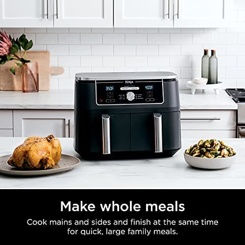 Ninja DZ401 Foodi 10 Quart 6-in-1 DualZone XL 2-Basket Air Fryer with 2 Independent Frying Baskets, Match Cook & Smart Finish to Roast, Broil, Dehydrate for Quick, Easy Family-Sized Meals, Grey 11