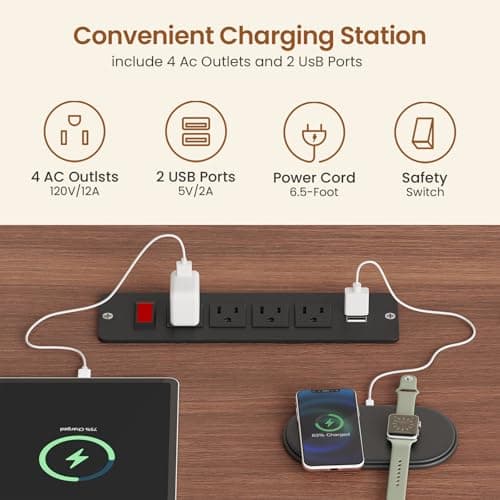 SEDETA Farmhouse L Shaped Electric Standing Desk, 63" x 67" Height Adjustable Home Office Executive Desk with Drawers and Shelves, Standing Computer Desks with Power Outlet for Home Office, White 8