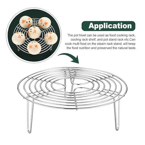1pc Cooking Rack 6 Inch Air Fryer Round Tray Stainless Steel Steamer Rack Baking for Cooking Cooling Steaming Baking, Fit Air Fryer Pot Pressure Cooker 8
