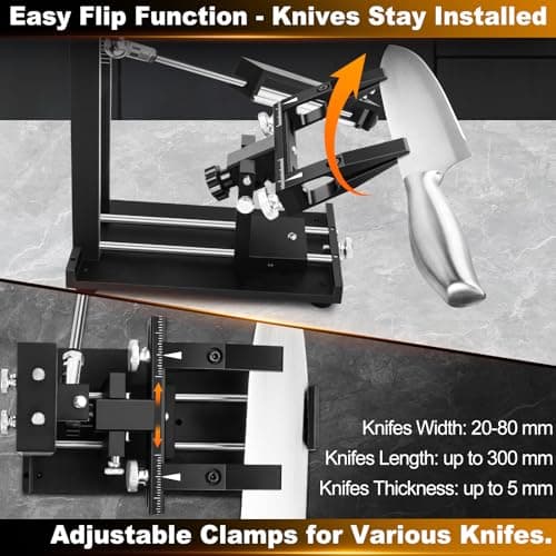 Professional Adjust Knife Sharpener Kit, Aluminium Alloy Precision Fixed Angle Guide Knife Sharpening System with #400, #1000 Diamond Plate, Polishing Oil Stone for Kitchen, Pocket, Hunting Knives 5
