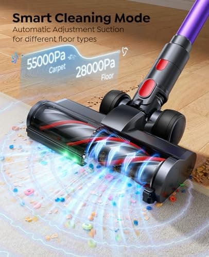 Cordless Vacuum Cleaner 55KPa 650W 70Mins Stick Vacuum Cleaners for Home with Pet Brush, 3.3Ft Hose, Wall Mount Charging, Auto Mode, Touchscreen, Self-Standing Vacuum for Pet Hair/Carpet/Car, Ultra10 6