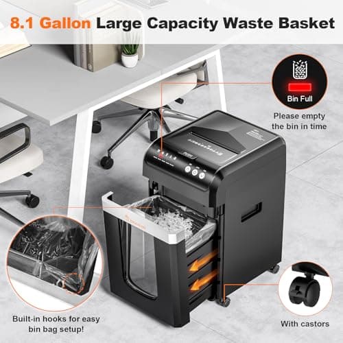 Bonsaii 200-Sheet Auto-Feed Paper Shredders for Office Use, Heavy Duty 8.1-Gal Large Shredder, 60 Minutes Continuous Run Time, P-4 Security Level (C283-A Old Version) 5