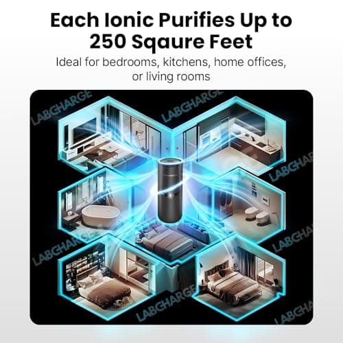 LabCharge Small Ionic Air Purifier for Home & Bedroom – Silent HEPA Filter – Covers 250 Sq Ft - Free Cleaner for Pets, Hair, Smoke, Dust, Odors & Dander – Compact & Black Design - Pack of 2 8