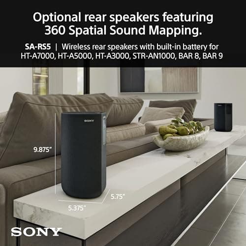 Sony BRAVIA Theater Bar 9 Sound Bar, SA-SW5 Wireless Subwoofer, and SA-RS5 Wireless Rear Speakers with Built-in Battery 6