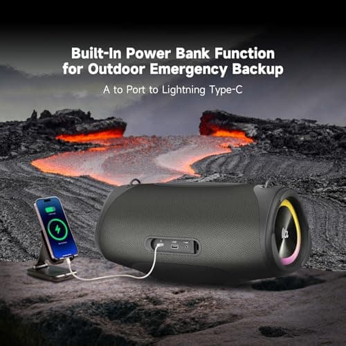 TAZATA Portable Bluetooth Speaker,IPX7 Waterproof 80W Loud Stereo Sound Wireless Outdoor Speaker for Pool,Shower,Camping Bike Use,8H Playtime 6