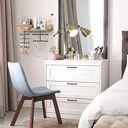 VINAEMO Jewelry Organizer Hanging Wall Mounted Jewelry Holder with Rustic Wood Drawer & Large Capacity Storage Shelf Rack Display for Earrings Rings Necklaces Bracelet 7