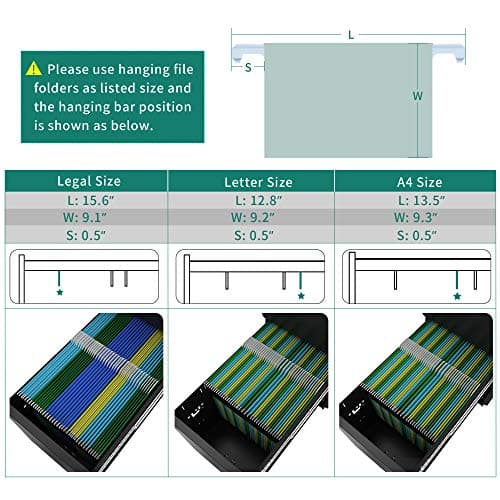 YITAHOME 3-Drawer Metal Filing Cabinet Office Drawers with Keys, Compact Slim Portable File Cabinet, Pre-Built Office Storage Solution for A4/Letter/Legal, Black 6