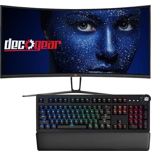 Deco Gear 35" Curved Ultrawide Monitor, 3440x1440, 120hz, 1ms MPRT, 21:9 with Mechanical Keyboard, Cherry MX Red Switches, RGB,