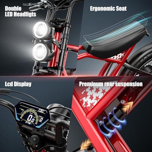 ENFFE ES2 Max Electric Bike, 22.5 Ah Super Battery Ebike, Peak 1160W Premium Power Motor Ebikes, Up to 32MPH and 100 Miles, 7-Speed 20" Fat Tire All Terrain Electric Bike for Adults UL 2849 Certified 6