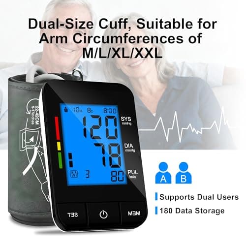 Automatic Upper Arm Blood Pressure Monitor for Home Use with 9-17in & 13-21in L/XL/Extra Large Cuff, FSA&HSA Eligible, Accurate Portable Fit Big Arms BP Machine 6