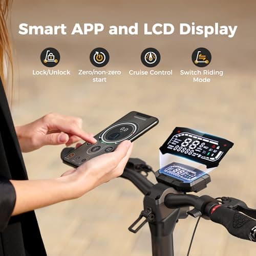 iScooter Electric Scooter, 1000W E Scooter, 50 Miles Long Range & 38 MPH Top Speed, 10" Off-Road Vacuum Tire Scooter for Adults with Turn Signals, Double Braking Systems, APP and Storage Bag 7