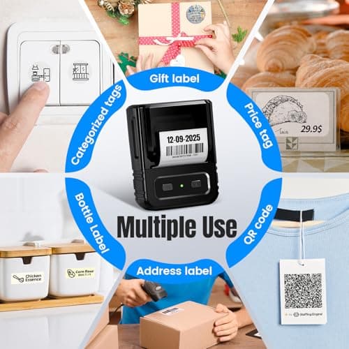Itari 2025 Newly Upgraded Label Maker, M102 Label Maker Machine for Small Business, 2 Inch Label Printer for Address, Barcode, Price Tag, with 1 Roll Label, Black 7