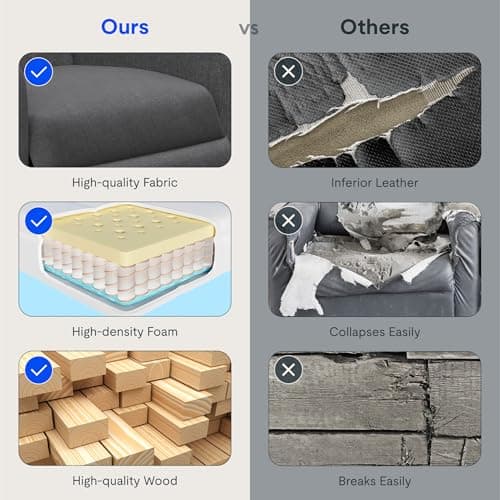 FLEXISPOT XC2 Recliner Chair for Adults, Fabric Small Reclining Chair Home Theater Seating with Side Pockets, Adjustable Modern Single Sofa Armchair, Extended Footrest for Living Room(Brown) (Grey) 9