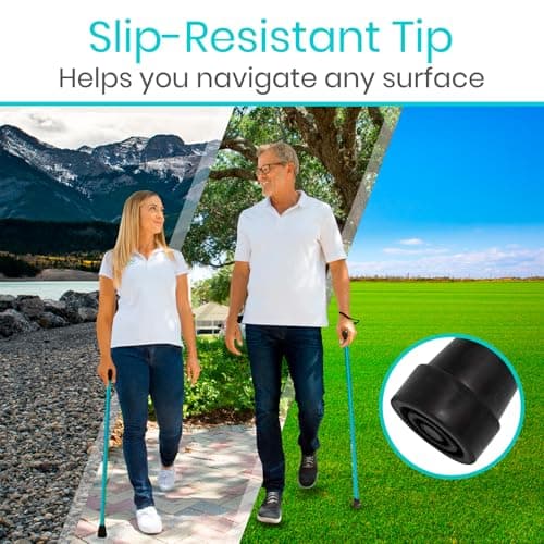 Vive Folding Cane - Foldable Walking Cane for Men, Women - Fold-up, Collapsible, Lightweight, Adjustable, Portable Hand Walking Stick - Balancing Mobility Aid - Sleek, Comfortable 6