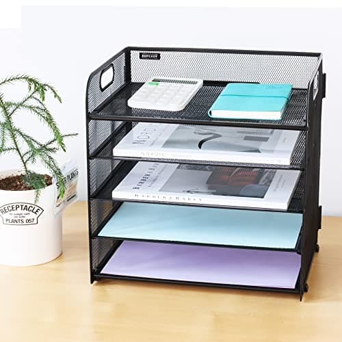 Supeasy 5 Trays Paper Organizer Letter Tray with Handle-Mesh Desk File Organizer, Paper Sorter Desk Organizer for Office, Home or School 8