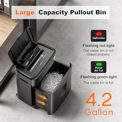 Bonsaii 100 Sheets Auto Feed Paper Shredder, Up to 30 Minutes Shredders for Home Office Use, Micro-Cut Heavy Duty Shredder / 4.2 Gallons/Security Level P-4 (C231-D) 6