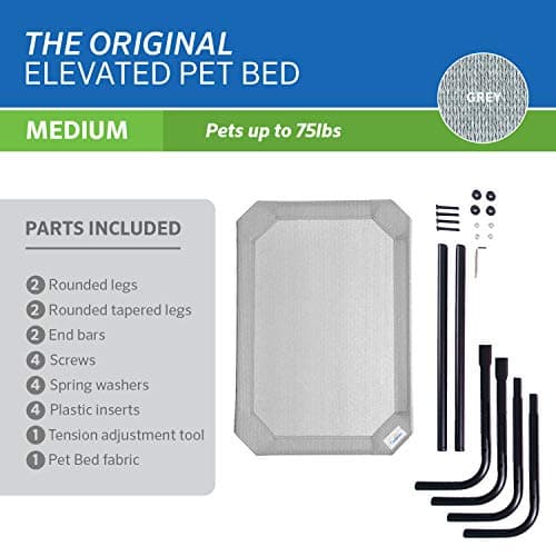 Coolaroo Original Elevated Dog Bed - Breathable Off-The-Ground Pet Bed with Cooling Fabric, Joint Relief & Moisture-Resistant Fabric, 100% Recyclable, Easy Clean, Grey, Medium 5