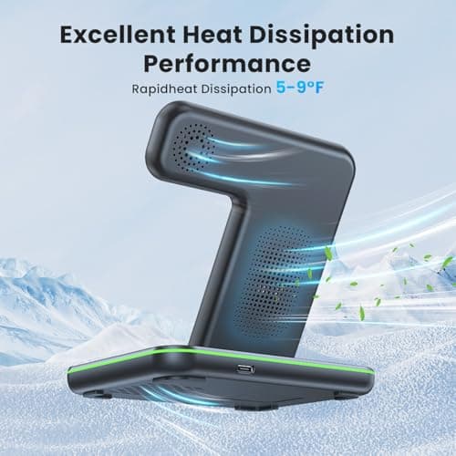 WAITIEE Wireless Charger 3 in 1, 15W Fast Charging Station for Apple Watch 10/9/8/Ultra 2/Ultra/SE/7/6/5/4/3/2, for AirPods 4/3/2/Pro for iPhone 16/15/14/13 /Plus/Pro/Pro Max/12/11(Black) 5