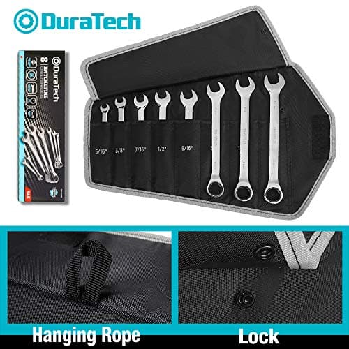 DURATECH Ratcheting Wrench Set, Combination Wrench Set, SAE, 8-piece, 5/16" to 3/4", CR-V Steel, with Pouch 5