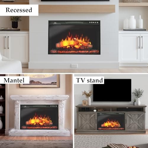 Oxhark Flame 26 Inches Electric Fireplace Inserts, 1500W Wall Recessed with Remote Control, Timer, 6 Brightness and 5 Speeds, Overheating Protection, Fireplace Heater for Indoor Use 9