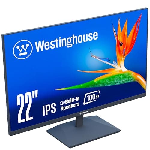Westinghouse 22 Inch Computer Monitor, 100Hz, 1080p Full HD IPS Display, Adaptive Sync, Blue Light Protection, Home Office PC Screens with Built in Speakers, HDMI, VGA, for Work & Productivity