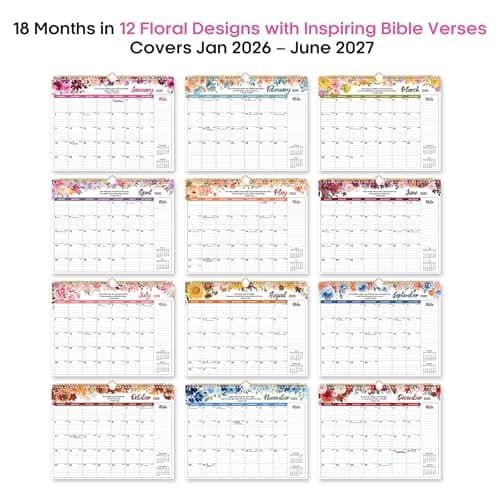 2026 Calendar, Psalm Theme 2026 Wall Calendar Starts from January 2026, 11.5" x 14.7", Monthly Wall Planner Hanging with Premium Paper, Ideal for Office or Home, Giftable Present 7