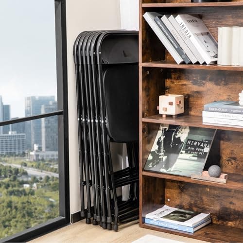 Sweetcrispy Folding Chair 10 Pack, Plastic Foldable Chairs with 330-Pound Capacity, Sturdy Metal Portable Chair, Easy to Use and Store, Outdoor and Indoor, for Home, Office, Party, Comfy, Black 6