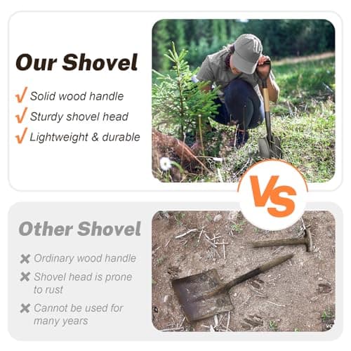 VNIMTI Shovel for Digging, Round Small Shovel with Wooden D-Handle, Metal Garden Shovel for Gardening, 28 Inches 5
