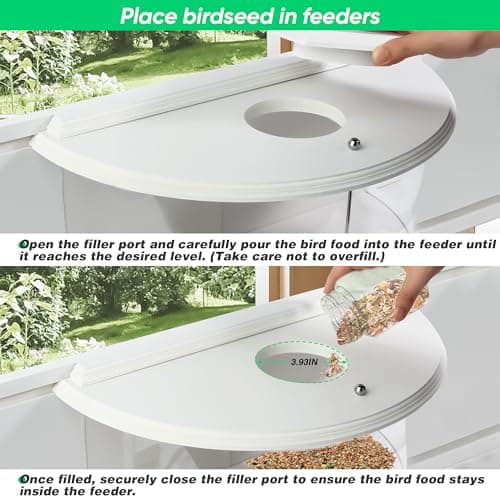 Sylaza Window Bird Feeder Inside House, Window Bird Feeders for Viewing, 180° Clear View, Stable & Durable, Easy to Install and Feed, Windproof, No Gaps, for 24-38 Inch Windows 3