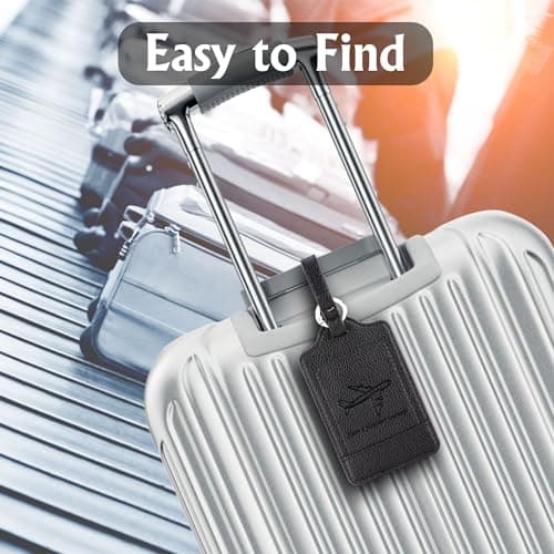 Arae Luggage Tags for Suitcase Handbags Backpacks, PU Leather Baggage Tag with ID Label and Full Privacy Protection Travel Set Accessories - 2 Packs (Mixed) 6
