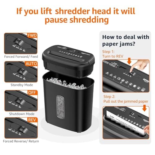 Amazon Basics 8-Sheet High Security Cross Cut Paper and Credit Card Shredder with P-4 Security, Auto Shut-off, Black 6