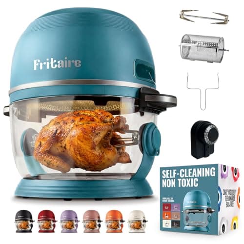Non Toxic Air Fryer™ Pro | 9-in-1 Glass Air Fryer | Self-Cleaning | 5 Quart | Rotisserie and Tumbler | 400F Vortex For Even Cooking, BPA-Free Teflon Free, Recrisp, Roast, Bake, Sage
