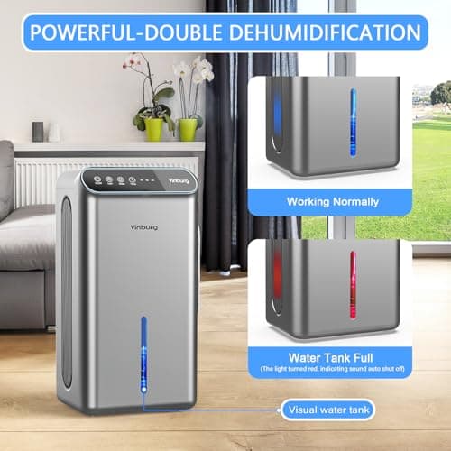 85 OZ Home Dehumidifier, 800 sq ft Dehumidifier for Basement with Drain Hose, Auto Shut-Off, Sleep Mode, 3 Gear Timer, Reusable Filter, Quiet Small Dehumidifiers for Bedrooms, Bathrooms, RV, Closet2 5