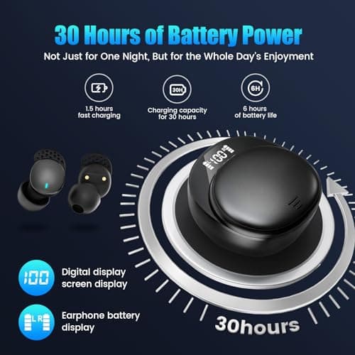 Ertuly Sleep Earbuds for Side Sleepers Small Ear Buds for Sleeping Headphones Comfortable Noise Blocking LED Power Display Music Sleep Dual Mode for Sleeping Working Hiking (Deep Gold) 5