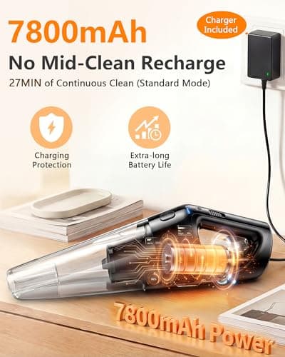 PowerSpeed CleanView Portable Handheld Vacuum - 16000Pa Strong Suction Powerful with 1000mL Dust Cup and LED Light - Cordless Vacuum Cleaner for Home Daily Quick Clean - for Dust/Pet Hair/Floor Debris 6