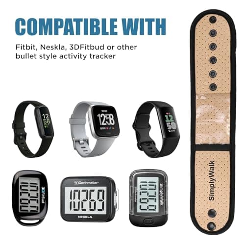 SimplyWalk Adjustable Ankle Band for Fitness Pedometer, Soft Wear Ankle Band with Transparent Pouch for Step Counter and Smart Watch (Pedometer Not Included) (Beige) 7
