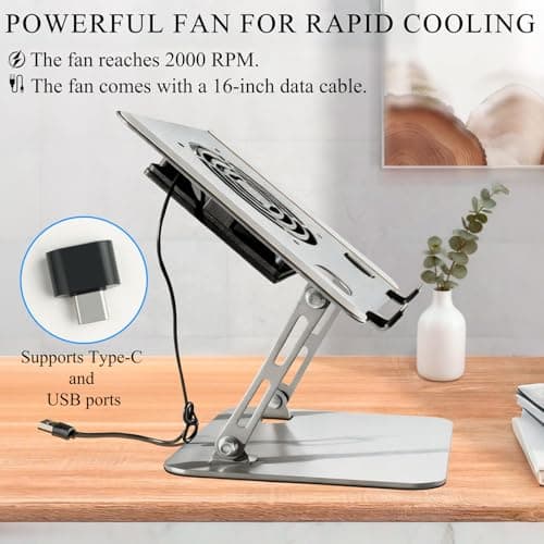 Laptop Stand for Desk, Laptop Riser with Active Cooling Fan, Widely Compatible with MacBook and Other Computer Accessories、Computer Stand for Laptop 5
