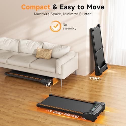 Walking Pad Treadmill with 9% 4-Level Auto Incline, 300LBS Capacity Under Desk Treadmill, Compact Treadmills for Home Small/Office 6