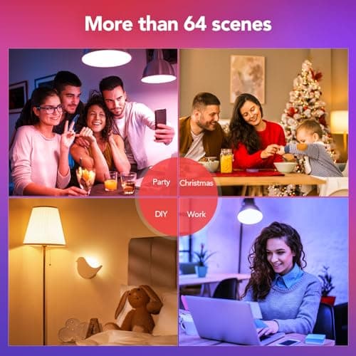 OREiN Matter Smart Light Bulb, Smart Light Bulbs Work with Apple Home, Alexa, Google Home, SmartThings, A19 Color Changing Light Bulbs 2.4Ghz WiFi, 800 Lumens Equivalent 60W 2Pack 6