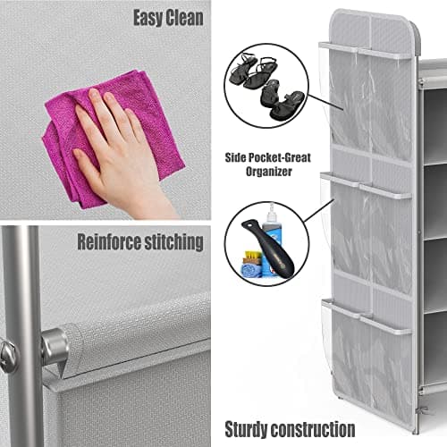 Simple Houseware 4-Tier 16 Cube Shoe Cubby Rack Organizer, Gray 6
