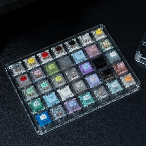 GATERON Keyboard Switches Tester, Magnetic Jade Oil King Milky Yellow Pro Oil King Baby Kangaroo Racoon Ink Wall Stem Box Black Pink for MX Mechanical Gaming Keyboard (35pcs) 6