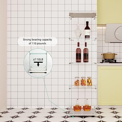 FLYMUHJIA Curio Cabinet Glass Display Case for Collectibles with 4-Shelf Display Shelves, 64.2'Hx16.9''Lx14.6''W White 9