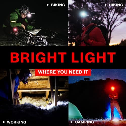 LED Headlamp 2-pack Battery Powered (AAA) (Batteries Not Included) | Head Lamp for Running Hunting Camping Fishing Hiking with Red Light and Adjustable Headband - Bright Forehead Headlamp 7 Modes 9