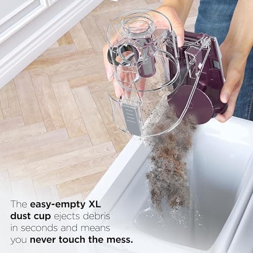 Shark HV322 Rocket Pet Plus Corded Stick Vacuum with LED Headlights, XL Dust Cup, Lightweight, Perfect for Pet Hair Pickup, Converts to a Hand Vacuum, with (2) Pet Attachments, Bordeaux/Silver 7