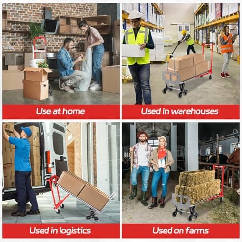 3 in 1 Industrial Convertible Stair Climbing Cart,1000 LBS Capacity Hand Trucks Heavy Duty, Hand Truck Dolly for Transport & Moving in Warehouse, Home, Supermarket 7