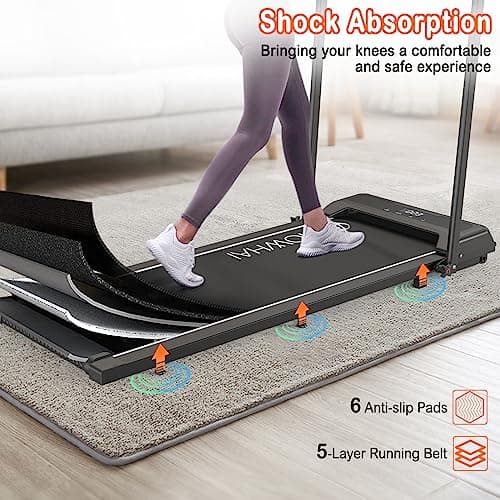 HOWHAI Walking Pad Treadmill with Incline, 2 in 1 Foldable Under Desk Treadmills for Home/Office, Portable Treadmill with App, Bluetooth Music, Remote Control & LED Display (300lbs Capacity) 6