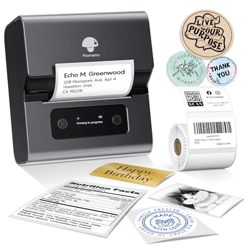 Phomemo M221 Label Maker, New Upgraded 3 Inch Bluetooth Thermal, Easier & More Stable, for Product, Address, Barcode, Small Business, Portable Label Maker DIY on Phone/PC, Space Gray,+100 Labels